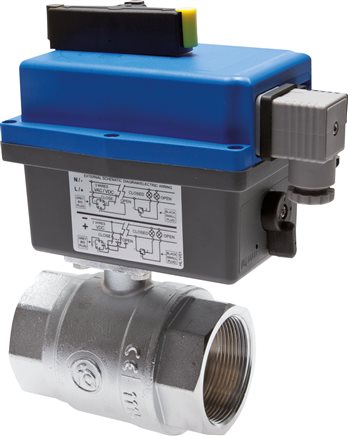 Exemplary representation: Ball valve with electric quarter-turn actuator (sanitary version)