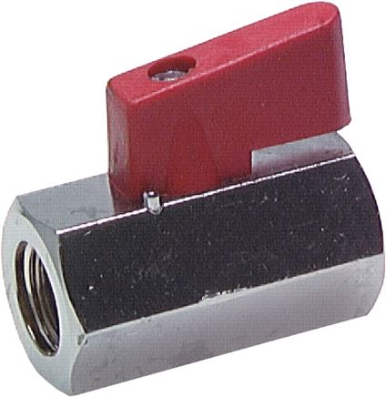 Exemplary representation: Mini ball valve with female thread, toggle handle