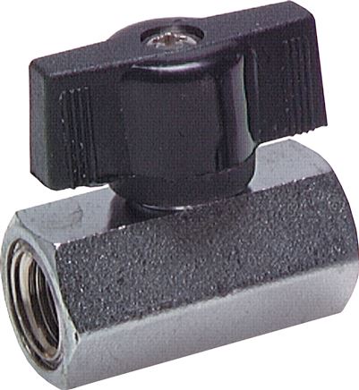 Exemplary representation: Mini ball valve with female thread, toggle handle